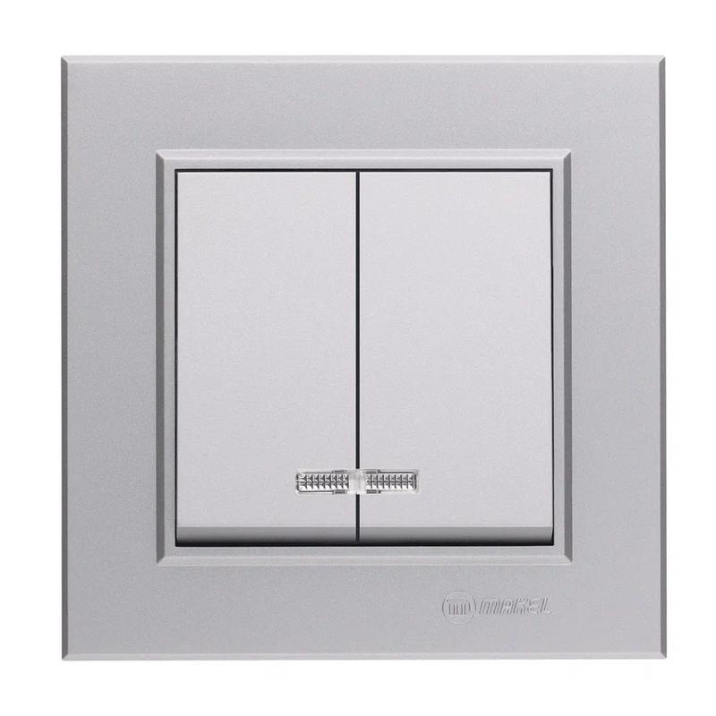 Выключатель 2-кл. СП Karea 10А IP20 сереб. 56065003 - Makel