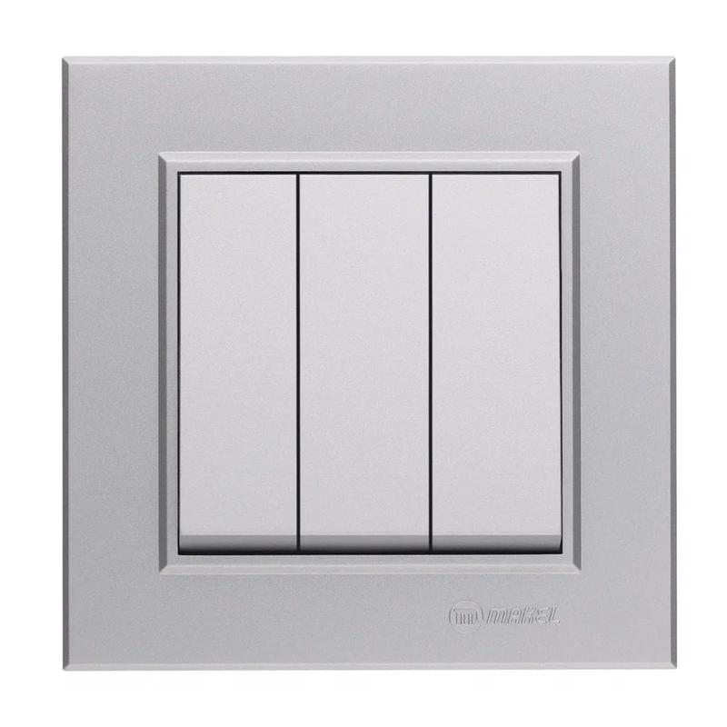 Выключатель 3-кл. СП Karea 10А IP20 сереб. 56065091 - Makel