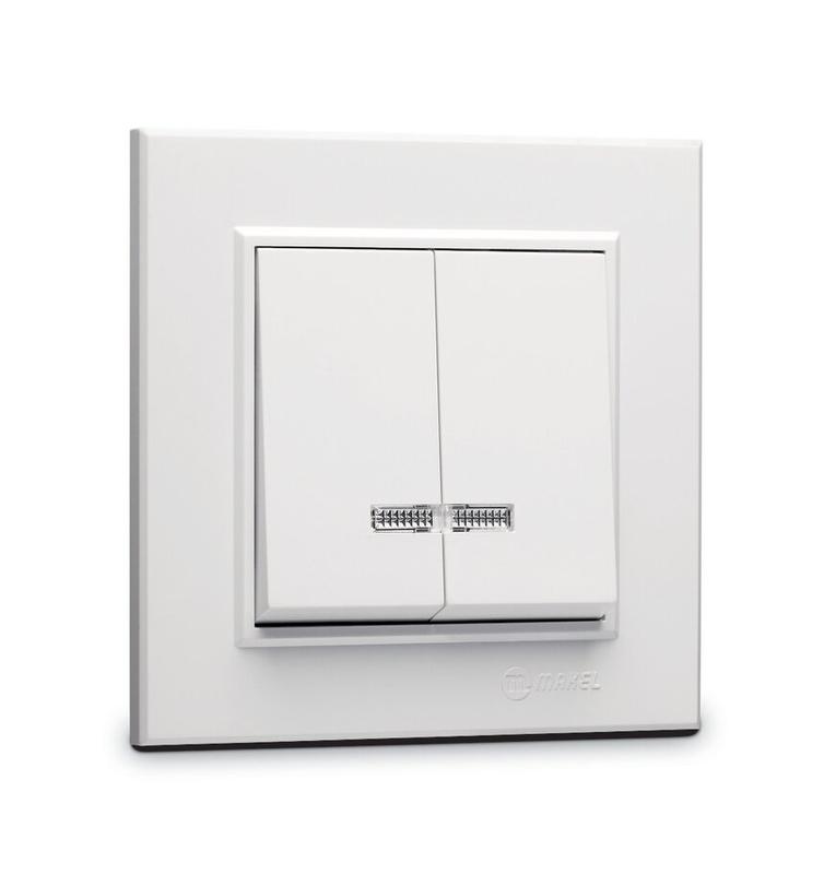 Выключатель 2-кл. СП Karea 10А IP20 с подсветкой бел. 56001023 - Makel