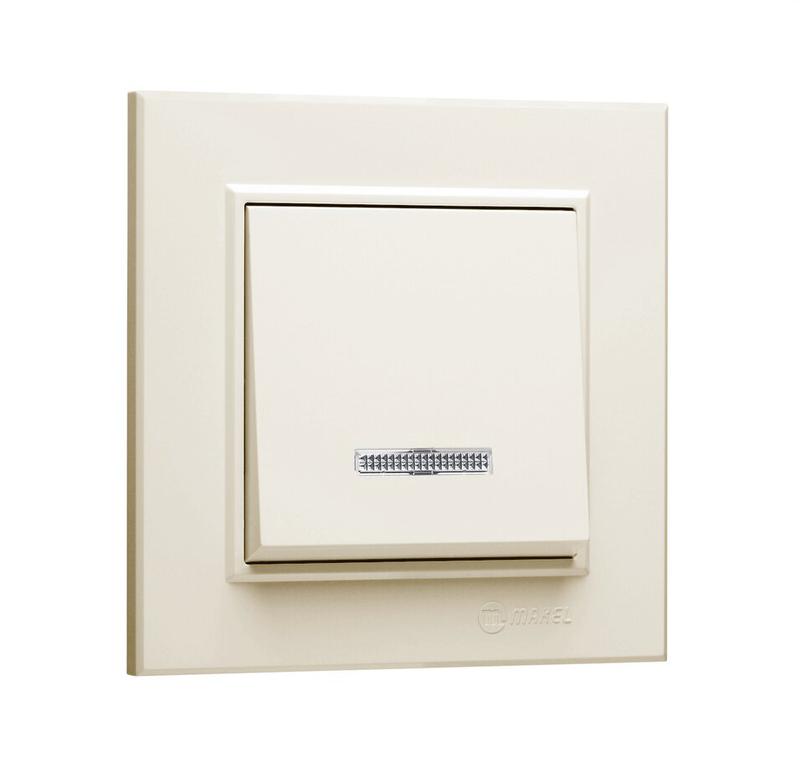 Выключатель 1-кл. СП Karea 10А IP20 с подсветкой крем. 56010021 - Makel