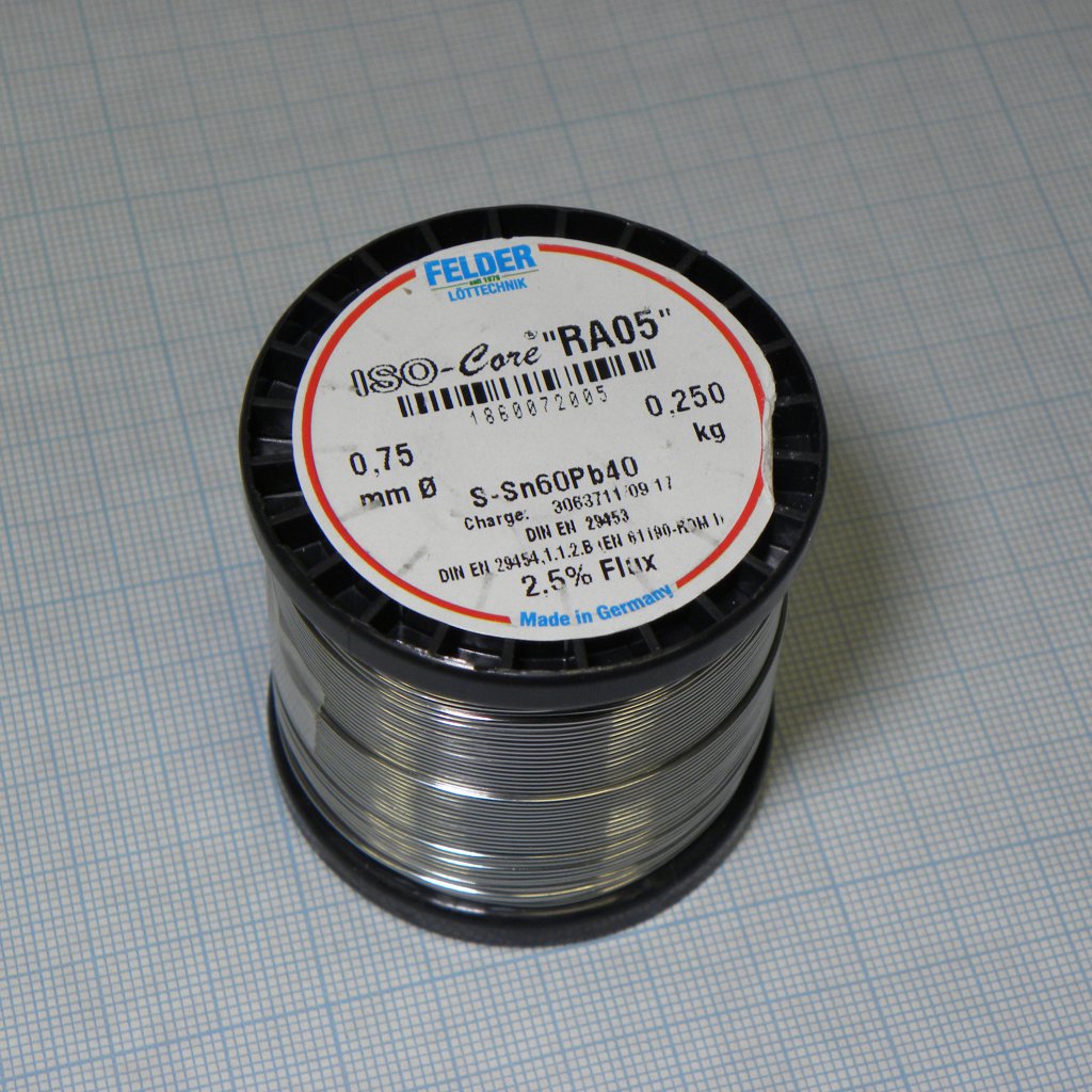 Припой Sn60Pb40 RA05  0.75мм 250гр - FELDER