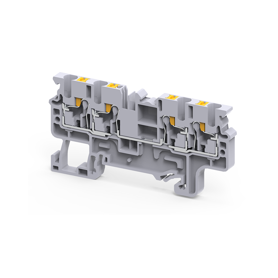 Клемма с 4 конт. push-in 2,5 кв.мм OptiClip СP-2,5-QUATTRO-(0,2-2,5)-I-серый 331846 - КЭАЗ