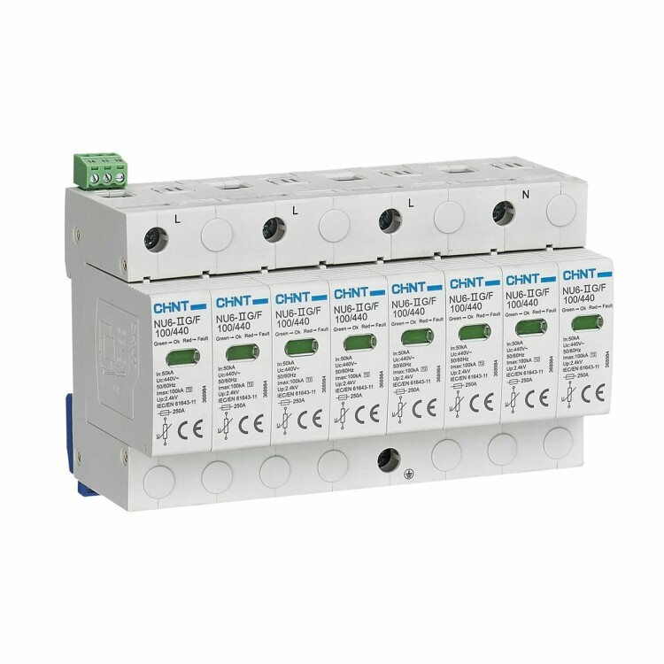 Ограничитель имп. перенапр. NU6-IIG 4Р In=40kA Uc=440B Im=100kA (R) (кр.3шт) - CHINT