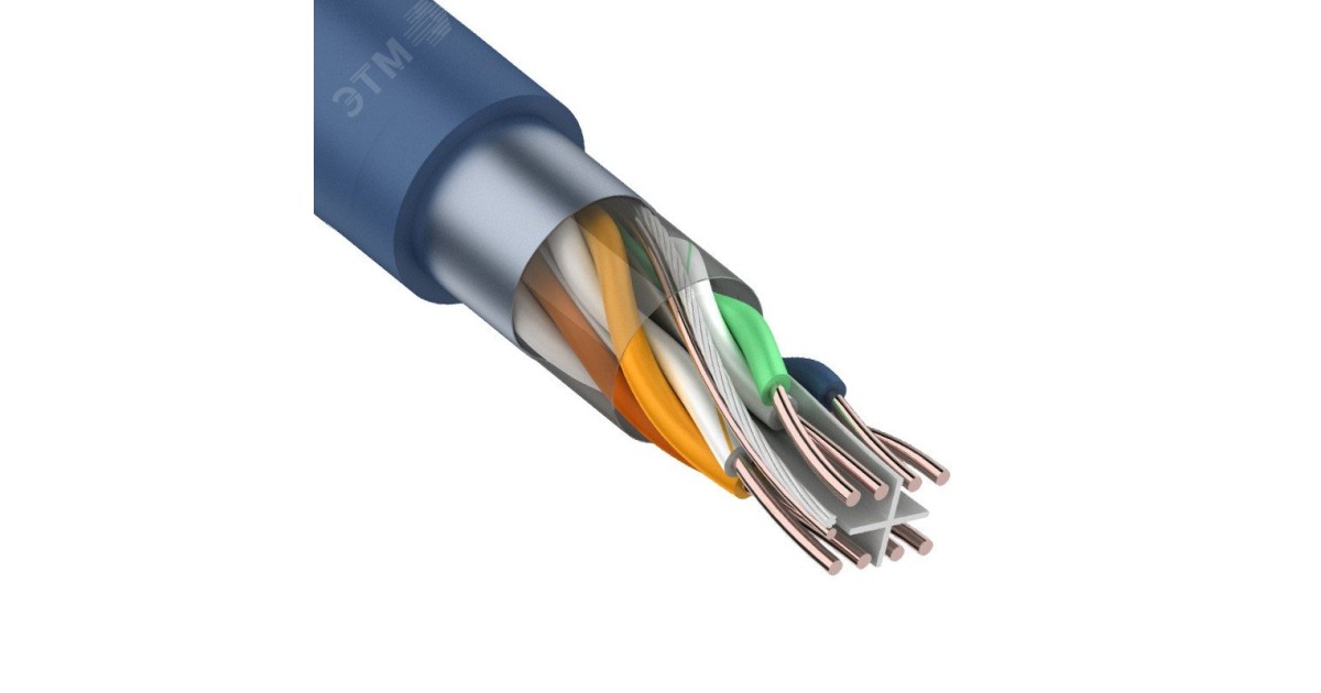 Купить Кабель витая пара F/UTP, CAT 6, PVC, 4PR, 23AWG, INDOOR, SOLID, синий, 305 м Rexant оптом в Москве