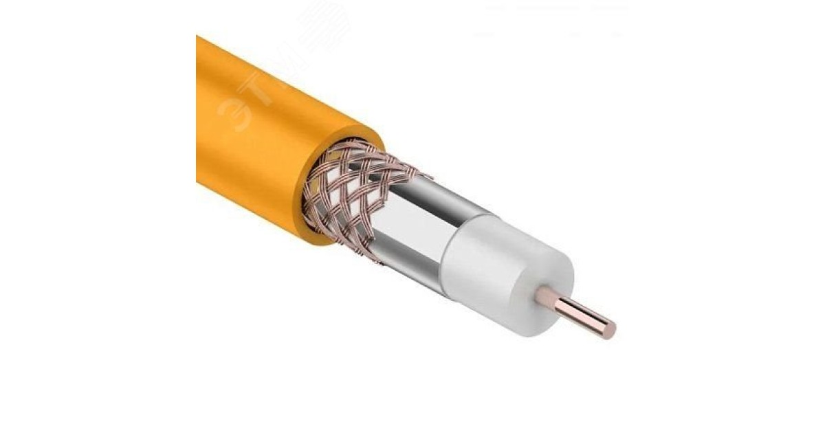 Купить Кабель коаксиальный RG-6U нг(А)-HF, Cu/Al/Cu, 64%, 75Ом, 100м, INDOOR, оранжевый Rexant оптом в Москве