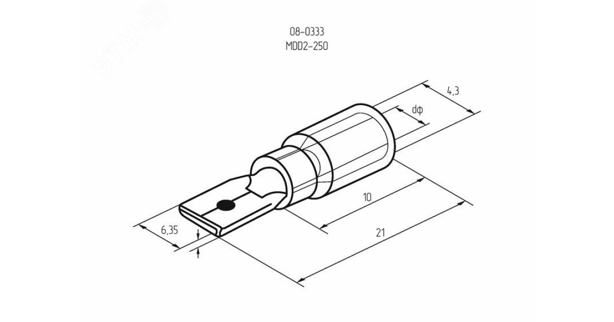 Купить Клемма плоская изол. (штекер) (VM 2-250) 08-0333 Rexant оптом в Москве