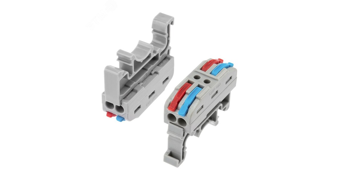 Купить Клемма СМК 222-422D проходная 2-полюсная, с креплением на DIN-рейку (0,08-4 мм2) серая  07-5239 Rexant оптом в Москве