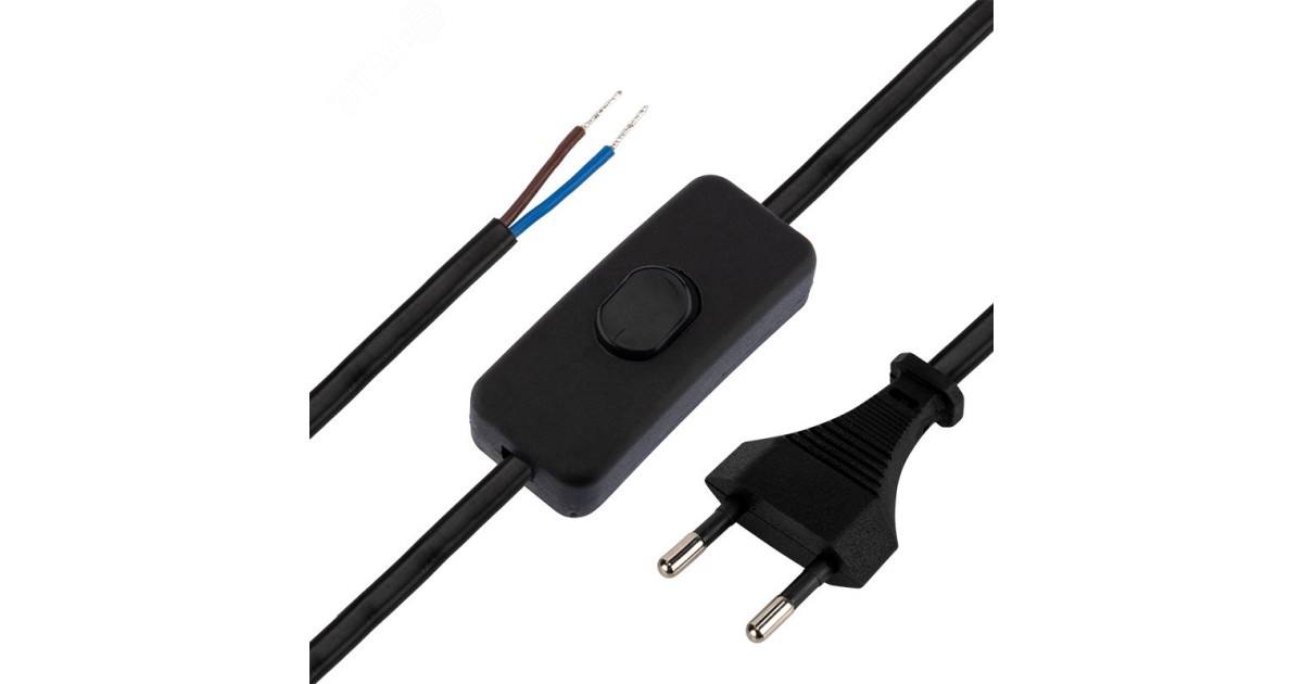 Купить Шнур сетевой 1.8м с выключателем ШВВП 2х0.75 черн. 11-1134 Rexant оптом в Москве