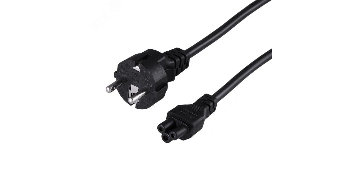 Купить Шнур сетевой, евровилка - евроразъем С5, кабель 3x0,75 мм?, длина 1,8 метра (для питания ноутбука) (PVC пакет) 11-1151 Rexant оптом в Москве
