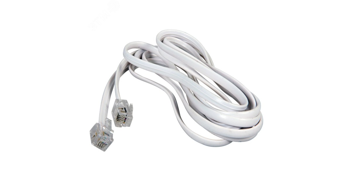 Купить Телефонный шнур, удлинитель RJ-11(6P-4C), длина 3 метра, белый 18-3031 Rexant оптом в Москве