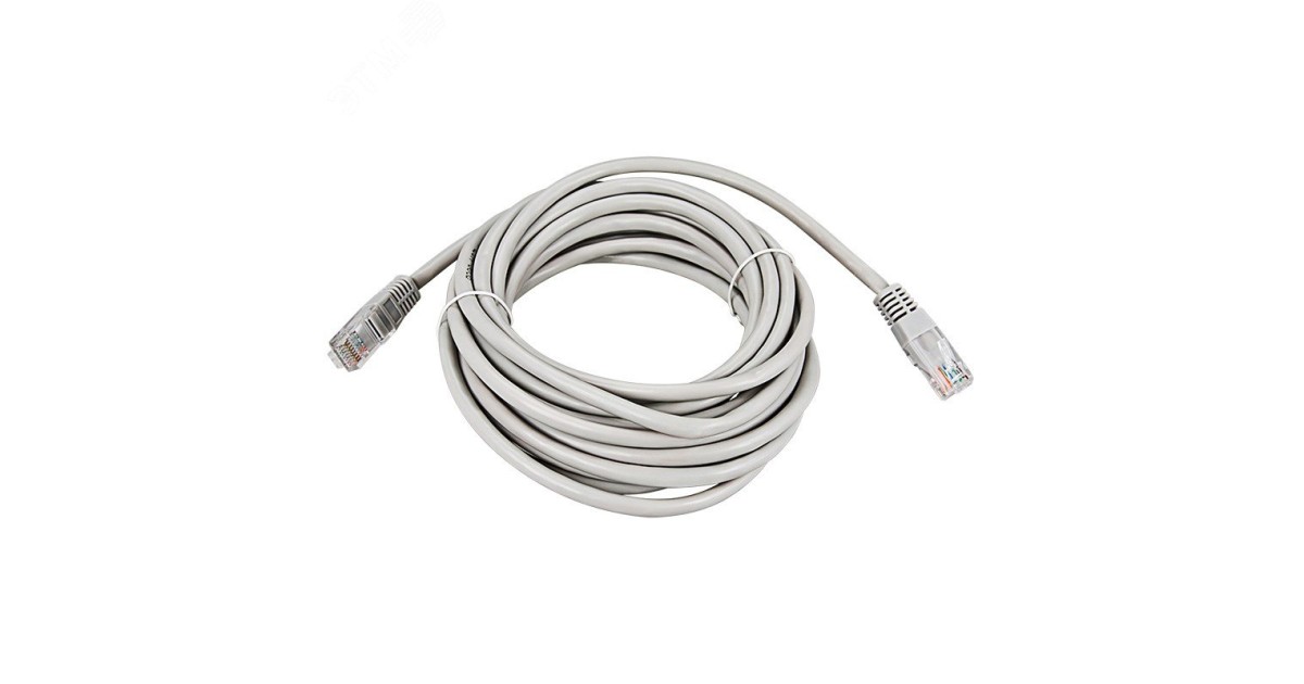 Купить Шнур коммутационный, патч-корд U/UTP RJ45-RJ45, CAT 5e, PVC серый, 5м 18-1007 Rexant оптом в Москве