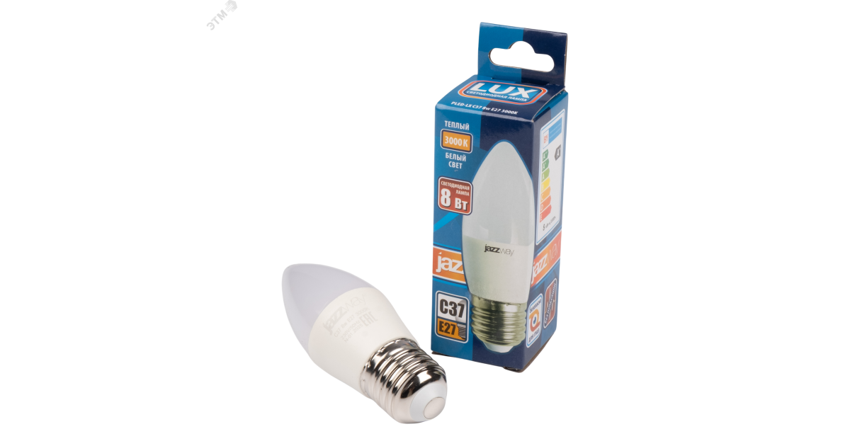 Купить Лампа светодиодная LED 8 Вт 640Лм 3000К белая Е27 Свеча 5028531 Jazzway оптом в Москве