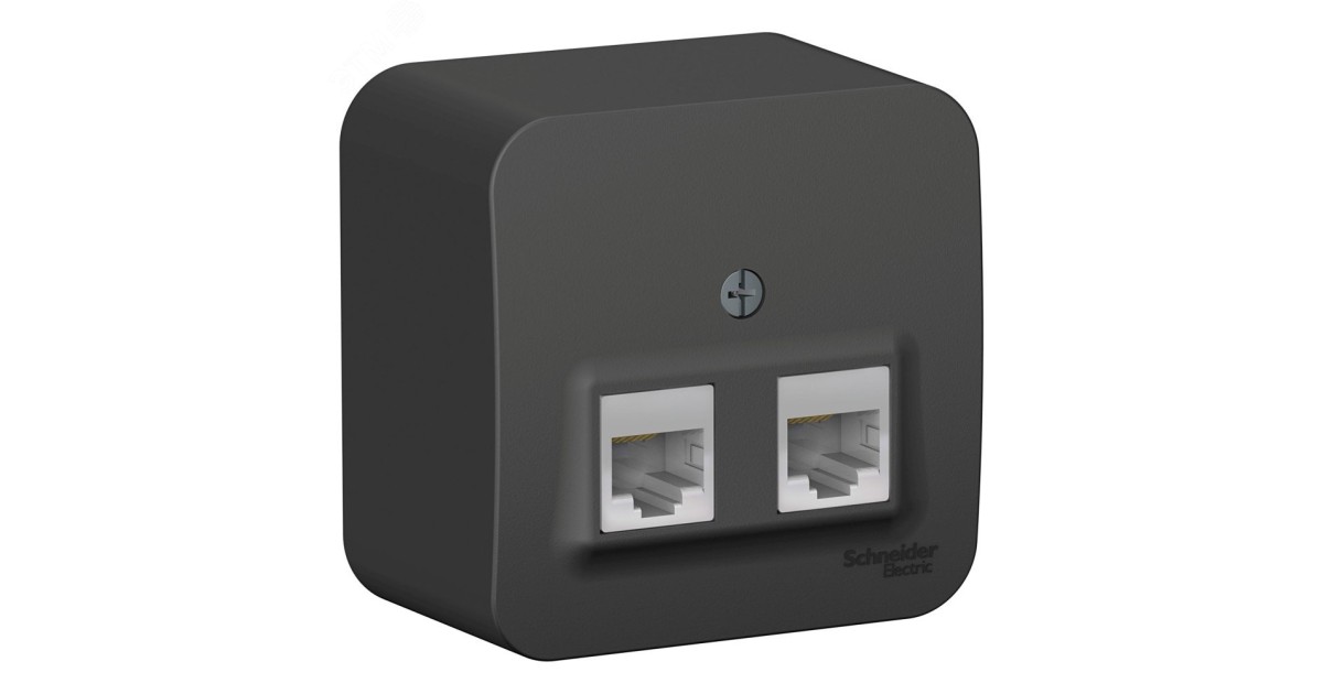 Купить Розетка компьютерная 2-м ОП Blanca RJ45 кат.5E с изолир. пластиной антрацит SE BLNIA045456 Systeme Electric оптом в Москве