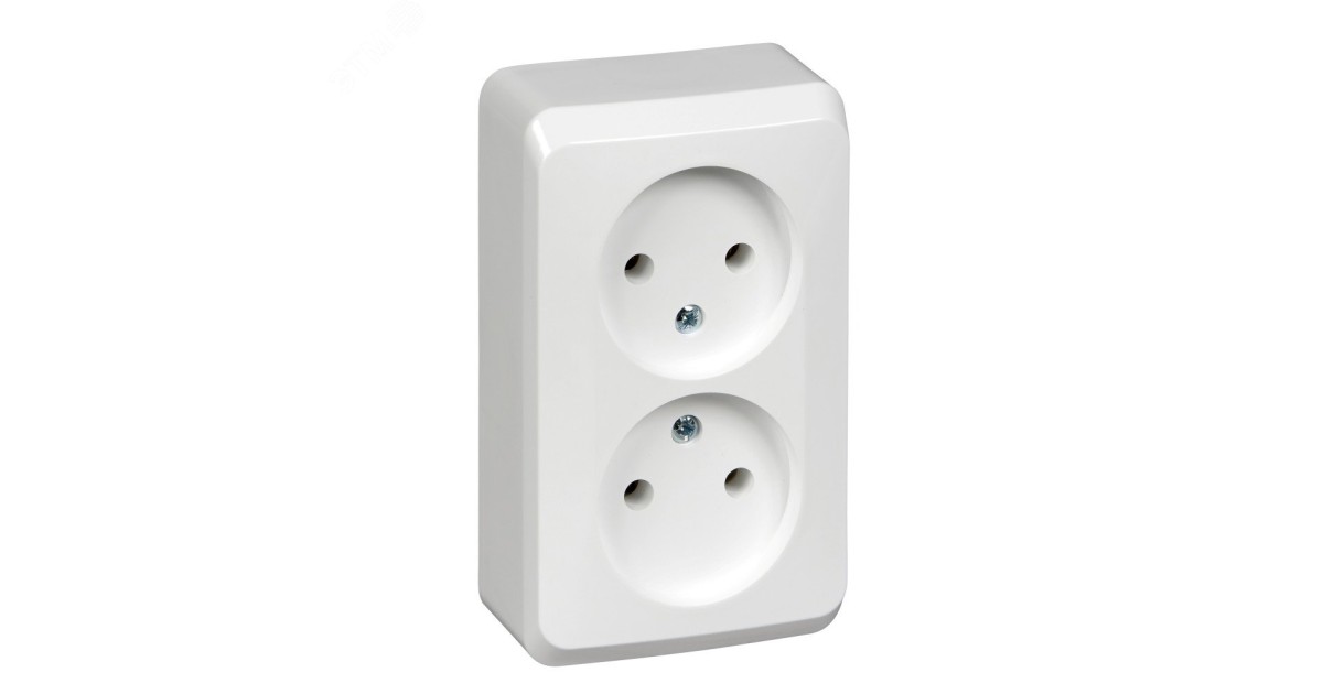 Купить Розетка 2-м ОП Этюд 16А IP20 250В без заземл. без защ. шторок бел. SE PA16-005B Systeme Electric оптом в Москве