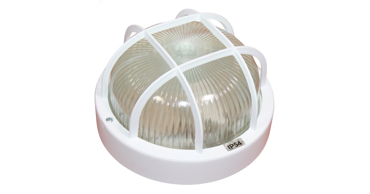 Купить Светильник "Банник" 1302 НПП 03-60-014 IP54 круг малый с решеткой бел. пласт. ГИ 1005500882 Элетех оптом в Москве