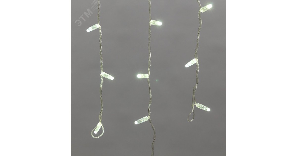 Купить Гирлянда Айсикл (бахрома) светодиодный, 4,8 х 0,6 м, прозрачный провод, 230 В, диоды белые, 176 LED 255-145 NEON-NIGHT оптом в Москве