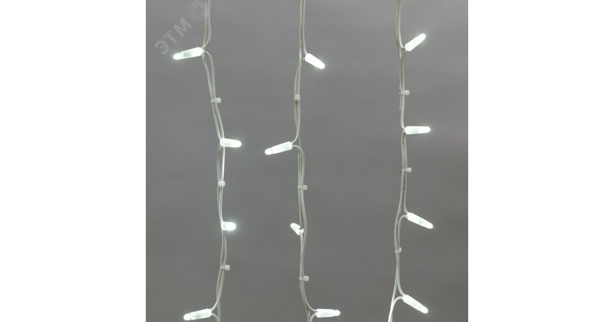 Купить Гирлянда Айсикл (бахрома) светодиодный, 4,0 х 0,6 м, белый провод КАУЧУК, 230 В, диоды белые, 128 LED 255-205 NEON-NIGHT оптом в Москве