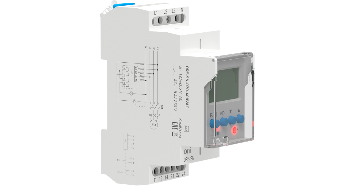 Купить Реле фаз ORF-SN 3ф. 2 конт. 70-400В AC с контр. нейтр. ONI ORF-SN-070-400VAC IEK оптом в Москве