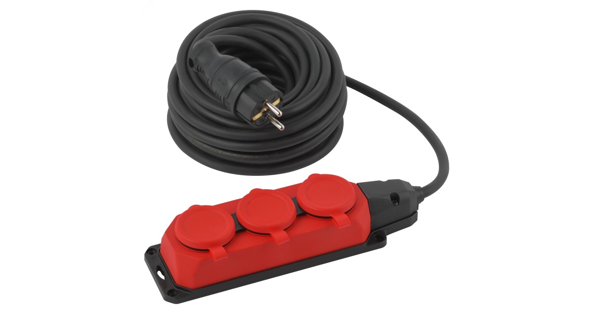 Купить Удлинитель силовой UK-3e-3x1.5-10m-IP44(KG) с заземлением 3 розетки каучук 10м КГ 3х1.5кв.мм IP44 Б0057580 Эра оптом в Москве