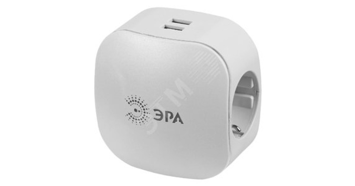 Купить Разветвитель 3-м с заземл. 16А IP20 SP-3e-USB-2A 220В + 2хUSB 2000мА защ. шторки бел. Б0015243 Эра оптом в Москве