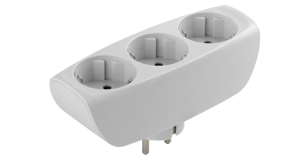 Купить Разветвитель электрический SP-3e-W на 3 розетки c заземлением со шторками 16А белый C0045529 Эра оптом в Москве