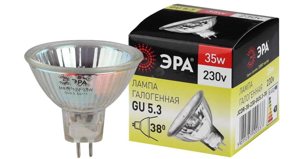 Купить Лампа галогенная GU5.3-JCDR (MR16) -35W-230V-Cl ЭРА C0027363 Эра оптом в Москве
