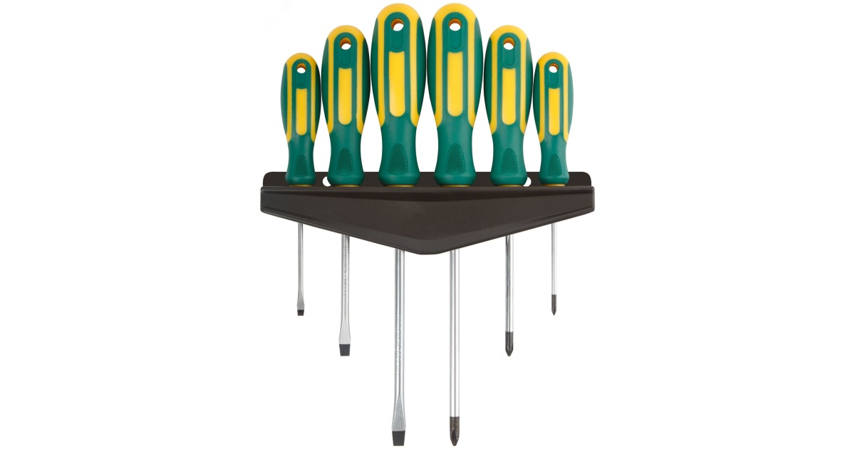 Купить Отвертки ""Контур"", CrV сталь, прорезиненные ручки, магнитный наконечник, на держателе, набор 6 шт 56036 FIT оптом в Москве