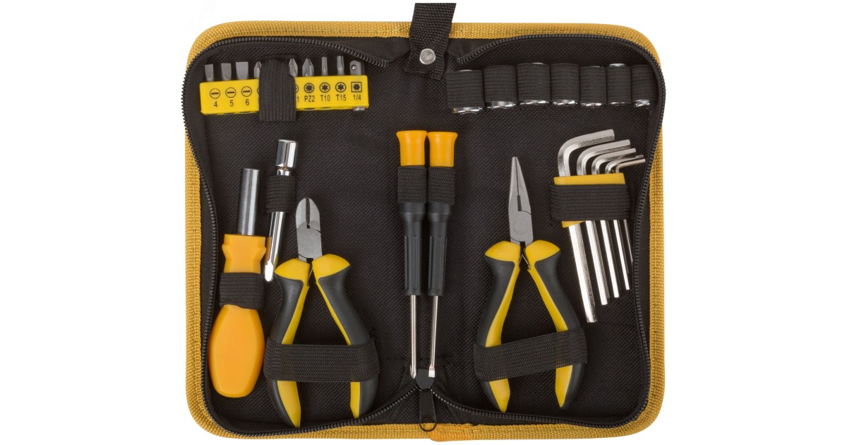 Купить Набор инструмента 29 шт(отвертки, биты, ключи HEX, пассатижи), матерчатый чехол 65137 FIT оптом в Москве