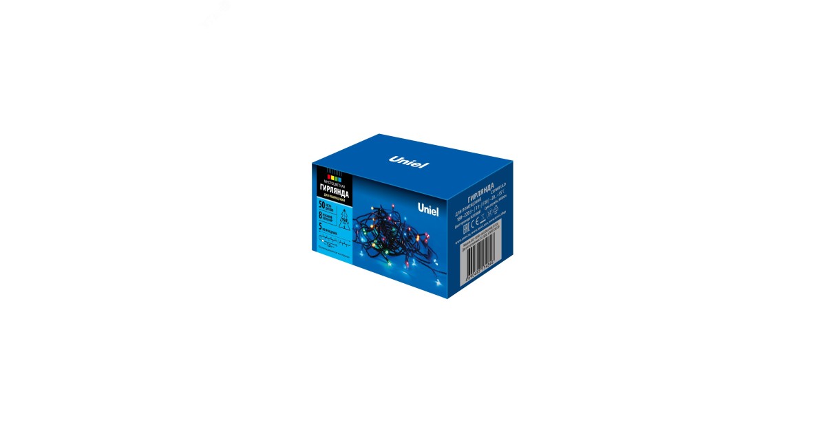 Купить Гирлянда светодиодная 5м 50 светодиодов Разноцветный свет Провод зеленый ULD-S0500-050/DGA MULTI IP20 UL-00007303 Uniel оптом в Москве