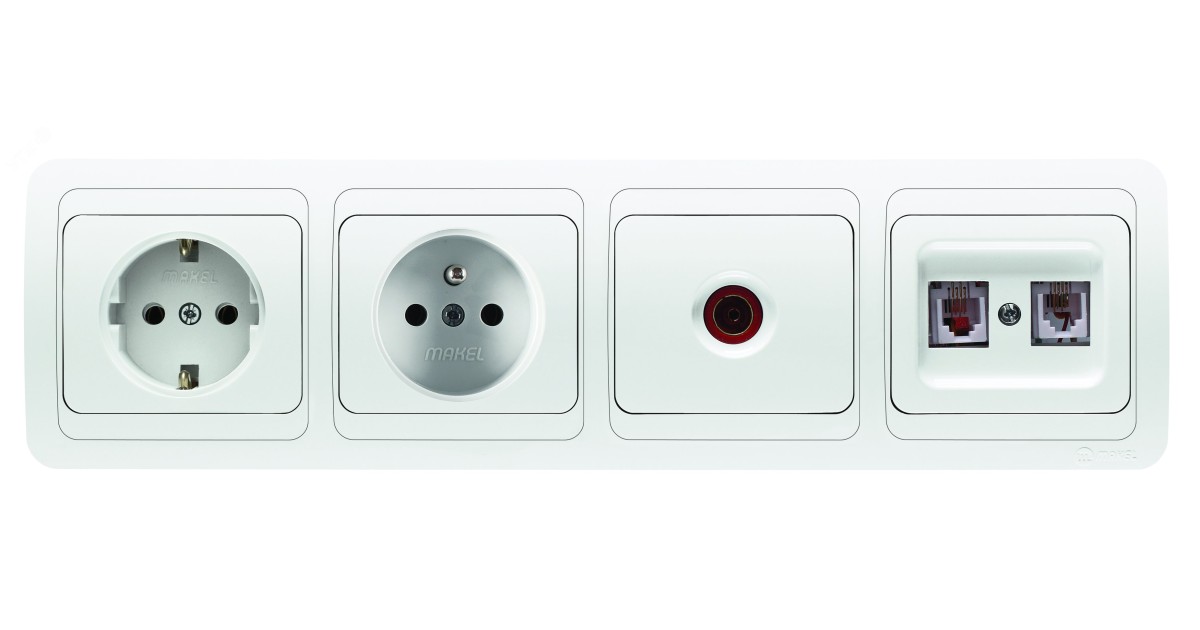Купить Розетка 1-м СП Mimoza 16А IP20 с заземл. пластик. основ. бел./бел. 12028 Makel оптом в Москве