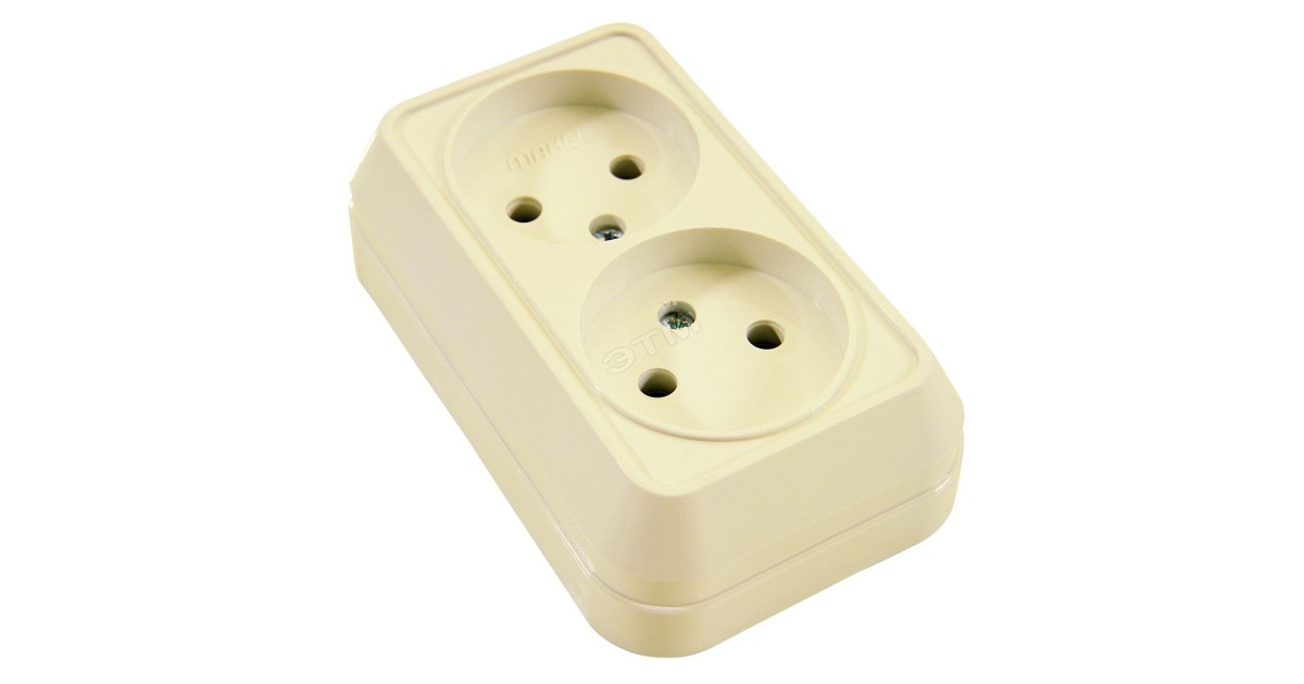 Купить Розетка 2-м ОП 16А IP20 без заземл. крем. 45217 Makel оптом в Москве