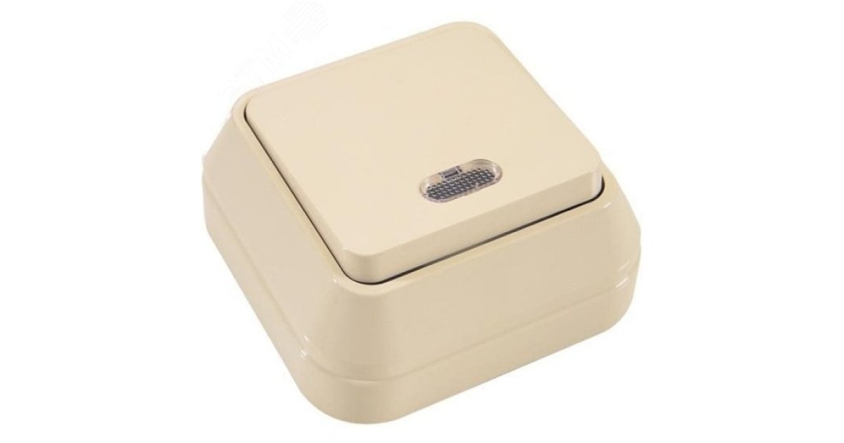 Купить Выключатель 1-кл. ОП 10А IP20 с подсветкой крем. 45221 Makel оптом в Москве