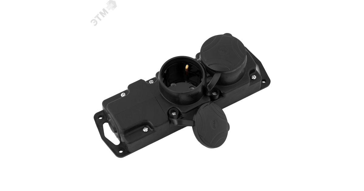 Купить Беларусь Розетка двойная переносная каучук с защитными крышками 2P+E 1х16А IP44 Розетка Р16-415 Белтиз оптом в Москве