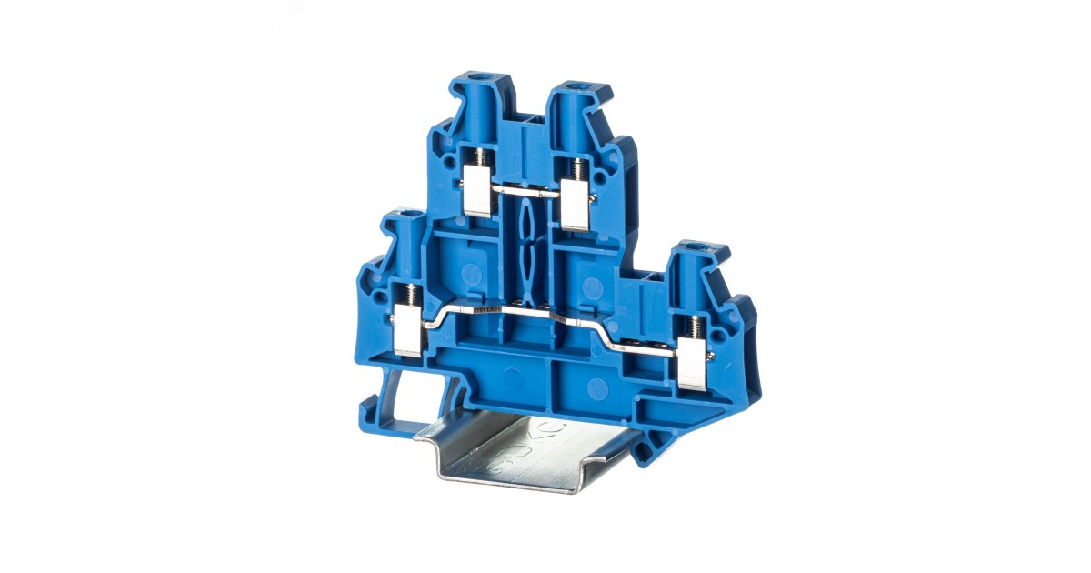 Купить Клемма двухуровневая, винтовой зажим, 4 точки подключения, 4 кв.мм, синяя TTURB-4-BU DKC оптом в Москве