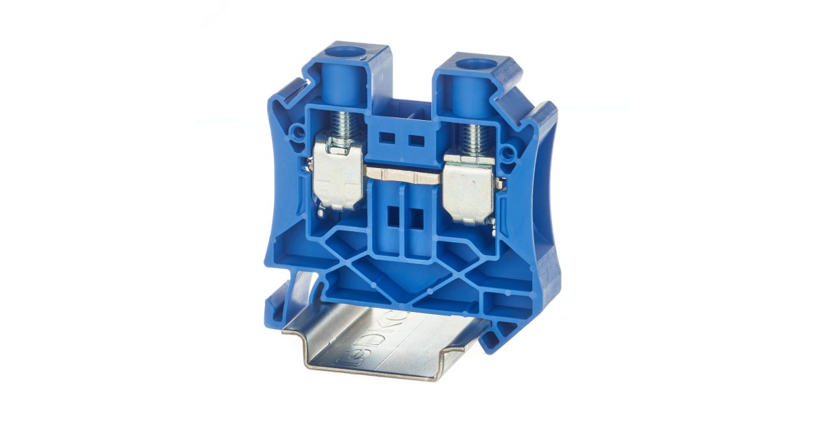 Купить Клемма проходная винтовой зажим 2 точки подключения 16кв.мм син. TUR-16-BU DKC оптом в Москве