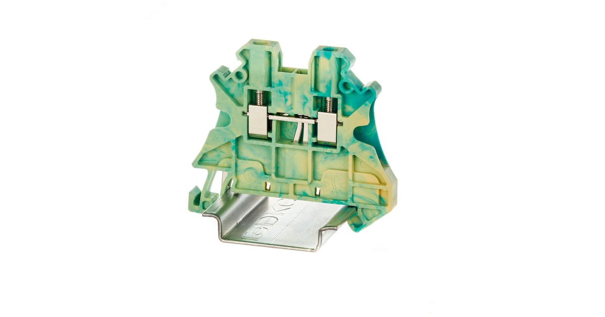 Купить Клемма заземления винтовой зажим 2 точки подключения 2.5кв.мм TUR-2.5-PE DKC оптом в Москве