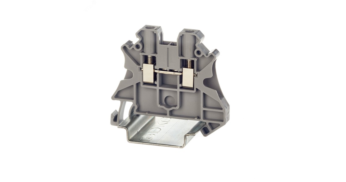 Купить Клемма проходная винтовой зажим 2 точки подключения 4кв.мм сер. TUR-4 DKC оптом в Москве