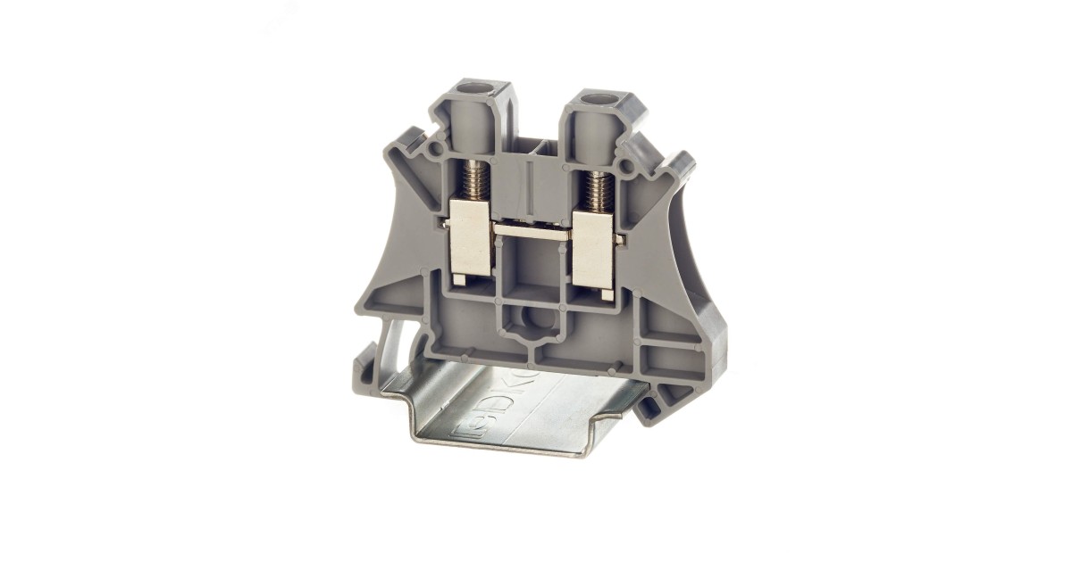 Купить Клемма проходная винтовой зажим 2 точки подключения 6кв.мм сер. TUR-6 DKC оптом в Москве