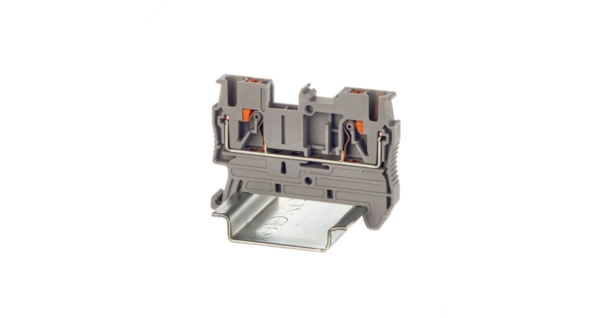 Купить Клемма проходная, зажим push-in, 2 точки подключения, 2.5 кв.мм, серая VPR-2.5-GY DKC оптом в Москве