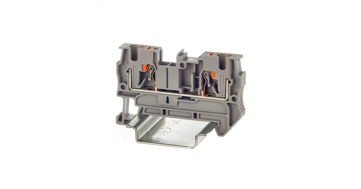 Купить Клемма проходная, зажим push-in, 2 точки подключения, 4 кв.мм, серая VPR-4-GY DKC оптом в Москве