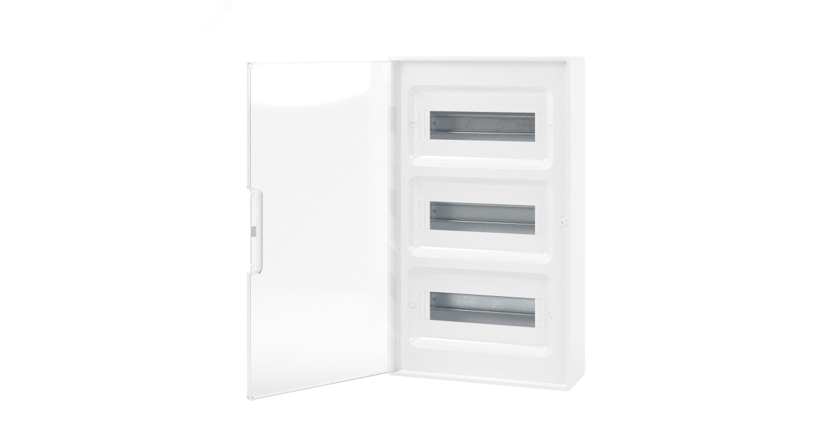 Купить Щит 36 модулей настенный  FRAME, белый, с прозрачной дверцей, с 4 шинами PEN на 8 и 10 отверстий F36W1WT DKC оптом в Москве
