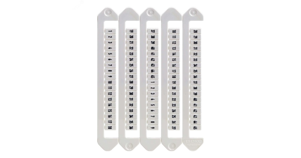 Купить Маркировка для клемм, ширина 5 мм, от 1 до 45, горизонтальная ориентация (5 карт под 90 тэгов) NUTB-5-1-45H DKC оптом в Москве