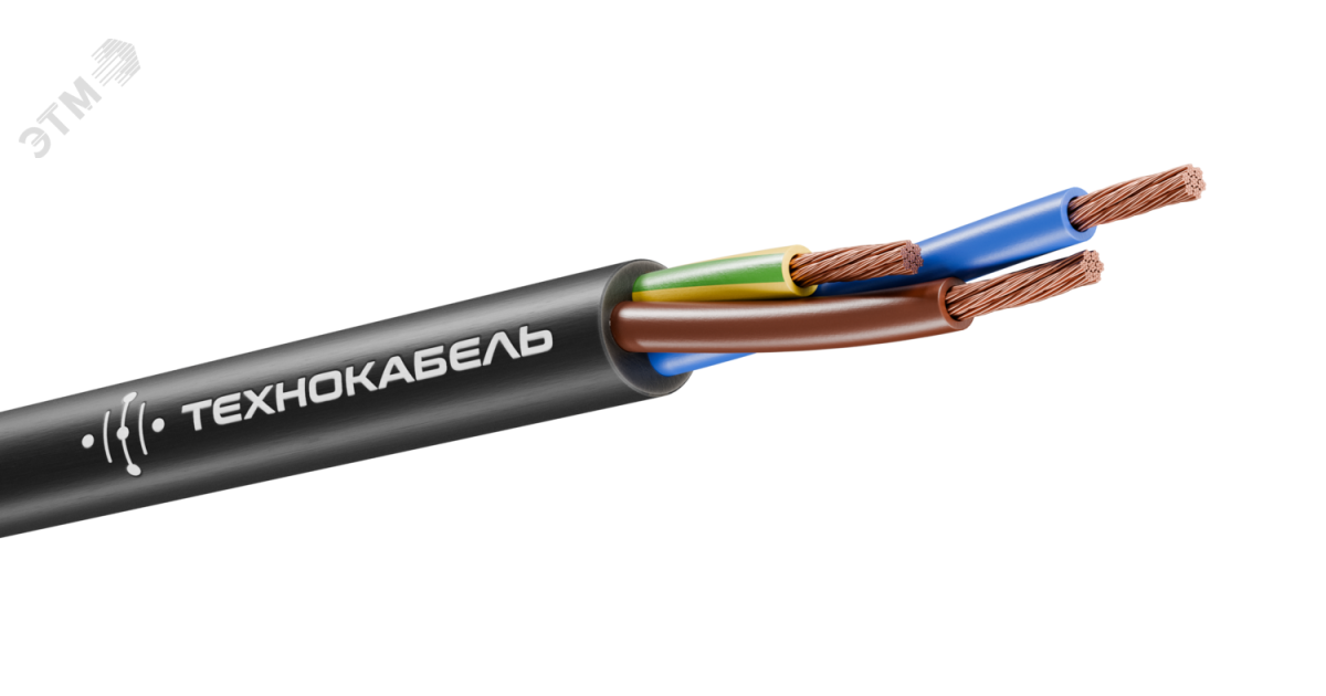 Купить Провод ПВС 3х1.5 (2х1.5+1х1.5) 380В Ч (бухта) (м) 00-00148759 Технокабель оптом в Москве
