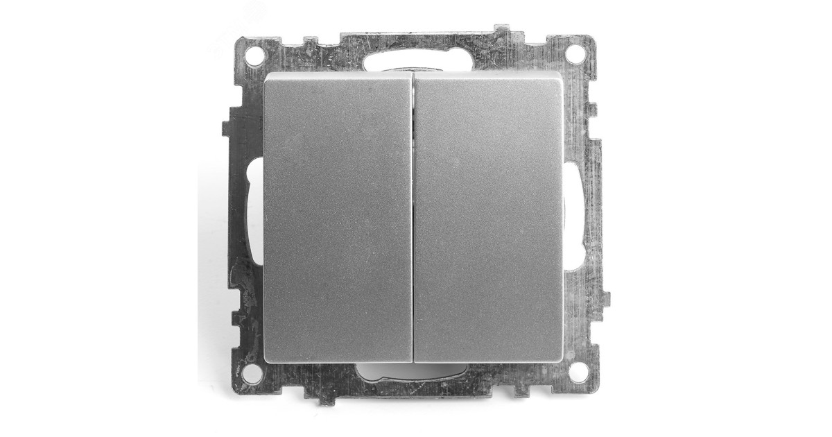 Купить Выключатель 2-клавишный (механизм) 250В, 10А, серия Катрин, серебро 39578 Feron оптом в Москве