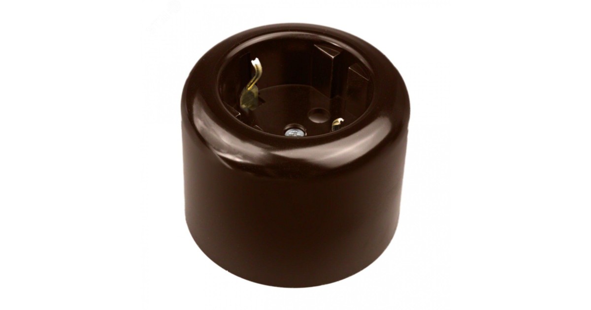 Купить Розетка 1-м ОП Лизетта 16А IP20 ретро с заземл. керамика корич. B1-101-02 Bironi оптом в Москве