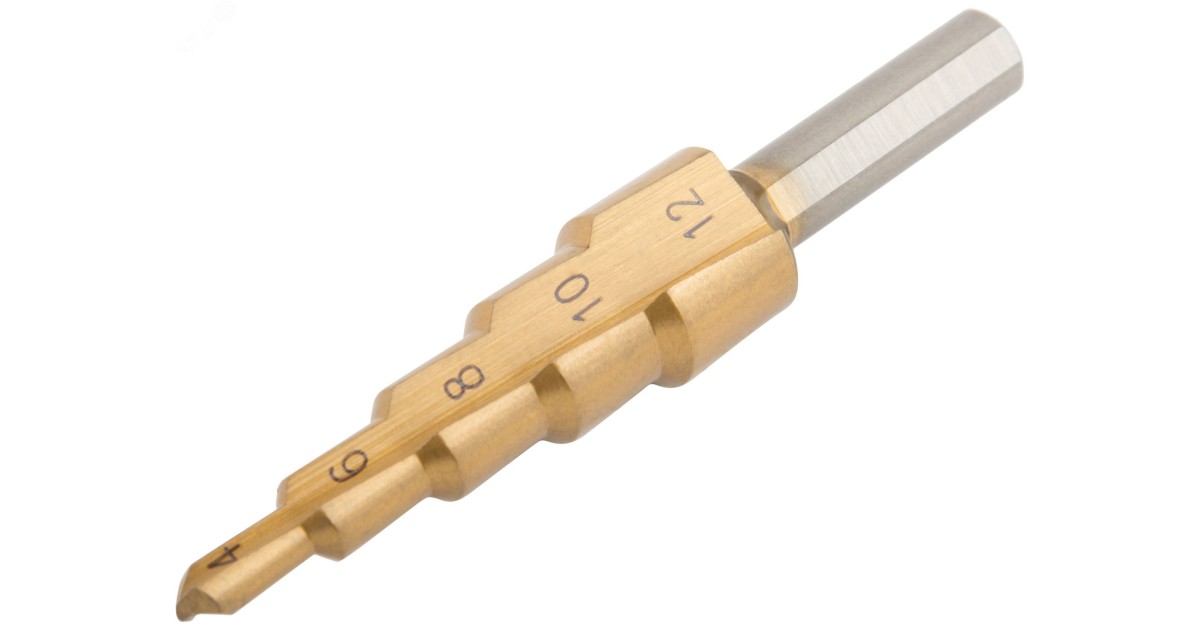 Купить Сверло ступенчатое HSS по металлу, 5 ступеней, 4-12 мм 36381М FIT оптом в Москве