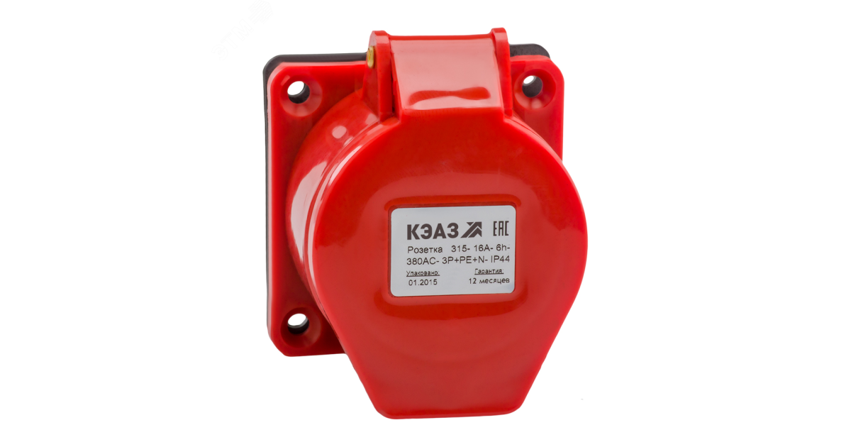 Купить Розетка фланцевая 314 16А 380AC 3P+PE 6ч IP44 КЭАЗ 222758 КЭАЗ оптом в Москве