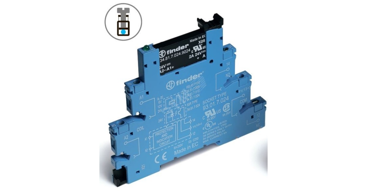 Купить Реле модульное интерфейсное 2А 240В AC 24В DC IP20 винт. клеммы 388170248240 FINDER оптом в Москве