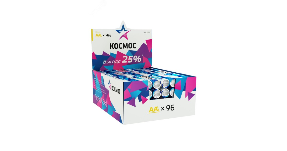 Купить Элемент питания алкалиновый AA/LR6 (уп.96шт) KOCLR6_96BOX Космос оптом в Москве