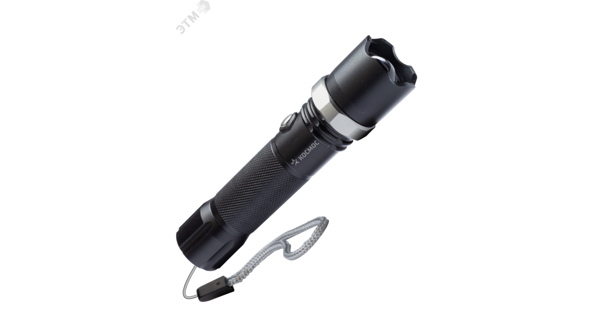 Купить Фонарь аккумуляторный ручной LED 3Вт линза зум аккум. Li-ion 18650 1.2А.ч USB-шнур анодир. алюм. KOS112Lit Космос оптом в Москве